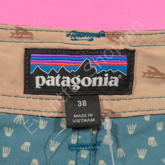 Patagonia Wavefarer Walk Shorts 20" in Micro Medusa: Big Sur Blue Size 38 - Picture 7 of 9